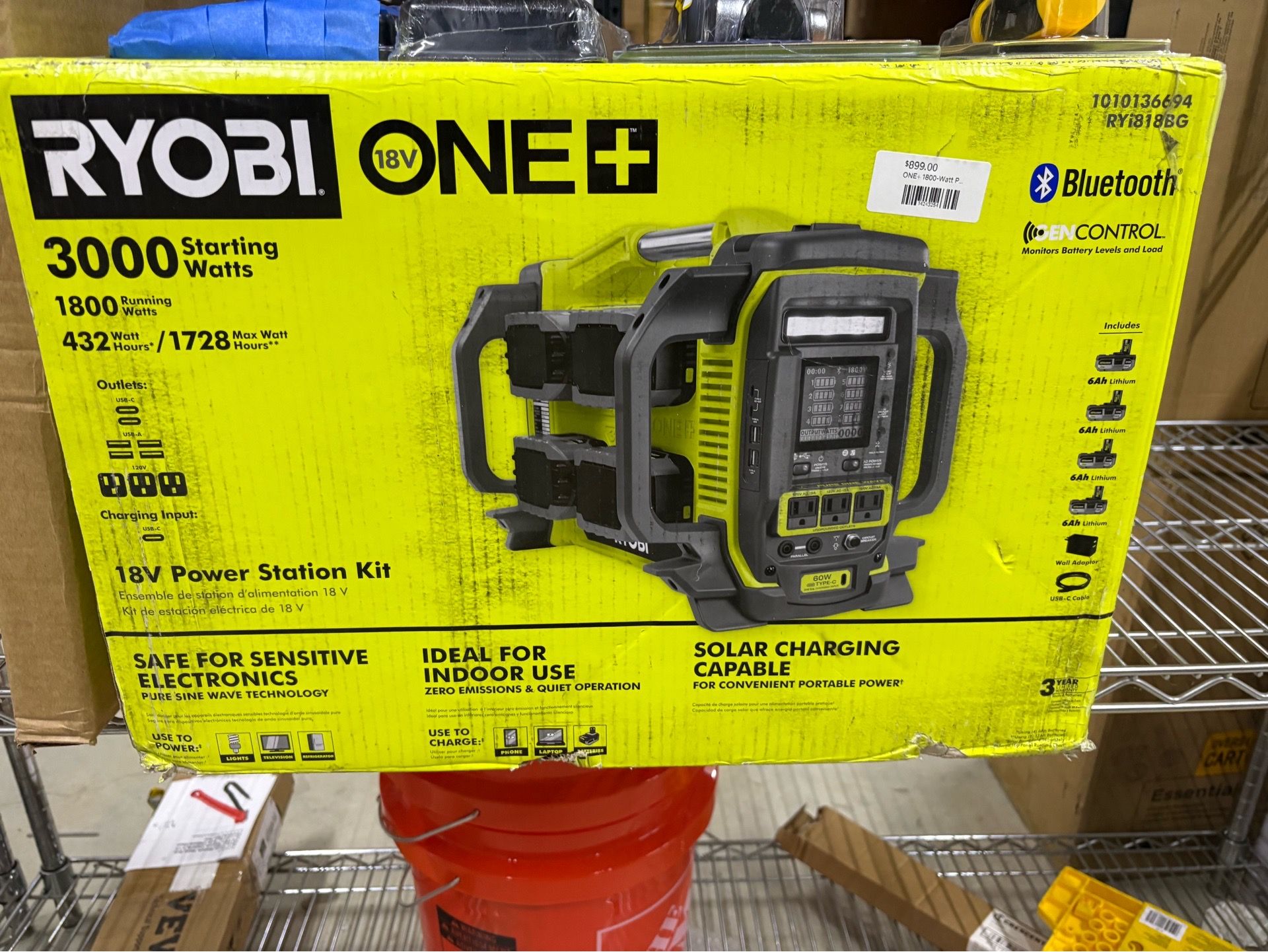 BRAND NEW IN BOX RYOBI 18V ONE+ 3000/1800-Watt Battery Powered Power Station With (4) 6.0Ah Batteries For The Jobsite, Wilderness, or Storms