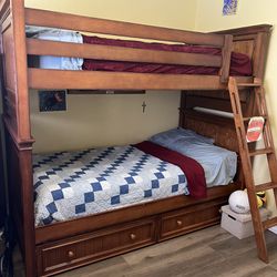 Solid Wood Twin Bunk Beds With Trundle Drawer