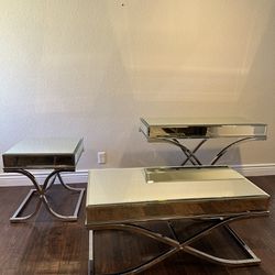 Mirrored coffee table, console table and end table set
