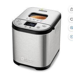 Kitchen in the box 15-in-1 Bread Machine, 2LB Stainless Steel Automatic Bread Maker with Recipes-Silver