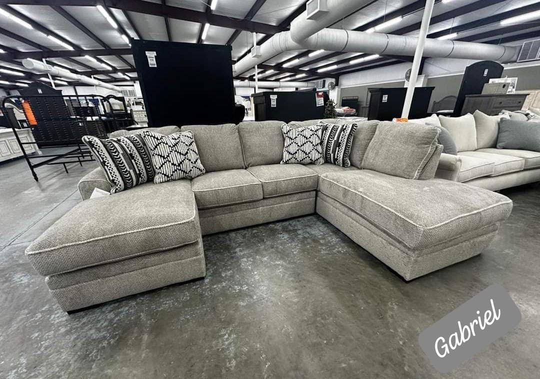 $39 Down Payment Ashley Calnita Sisal Sectional Sofa Couch 