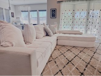White sectional . Custom fabric - need to go OBO