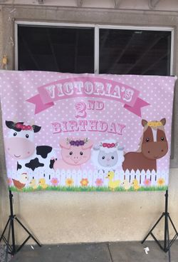 Farm birthday vinyl banner