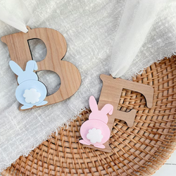 Wooden Bunny Letter Decor – Nursery / Baby Name Initial Decorations