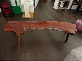 Handmade 50 year-old bench made from a tree that my great grandfather made