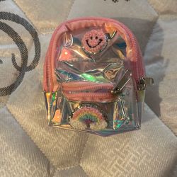Little pink backpack keychain