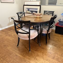 Wooden dining table and four chairs