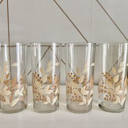 Vintage Drinking Glasses Set of 4 (Retro / Boho Glassware) 