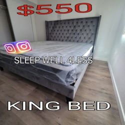 NEW  KING SIZE BED FRAME AND MATTRESS