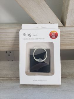 Ring Stent Kickstand - Safe & Secure Grip for Smartphones - Black / Silver