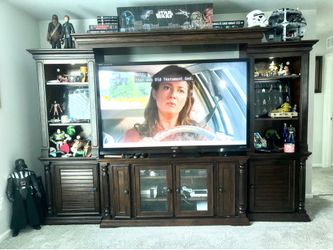 FIRE SALE – MUST GO THIS WEEK! 📣 📣  Ashley Furniture Entertainment Center + 65” Sharp TV – $600 OBO