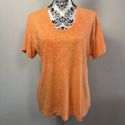 Tommy Hilfiger Women's T-Shirt Tee Size XL Orange Short Sleeve Cotton