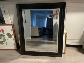 Large Black Framed Wall Mirror – Modern Wood Frame