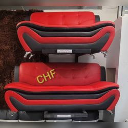 Red/Black faux leather 2 pc sofa set for livingroom