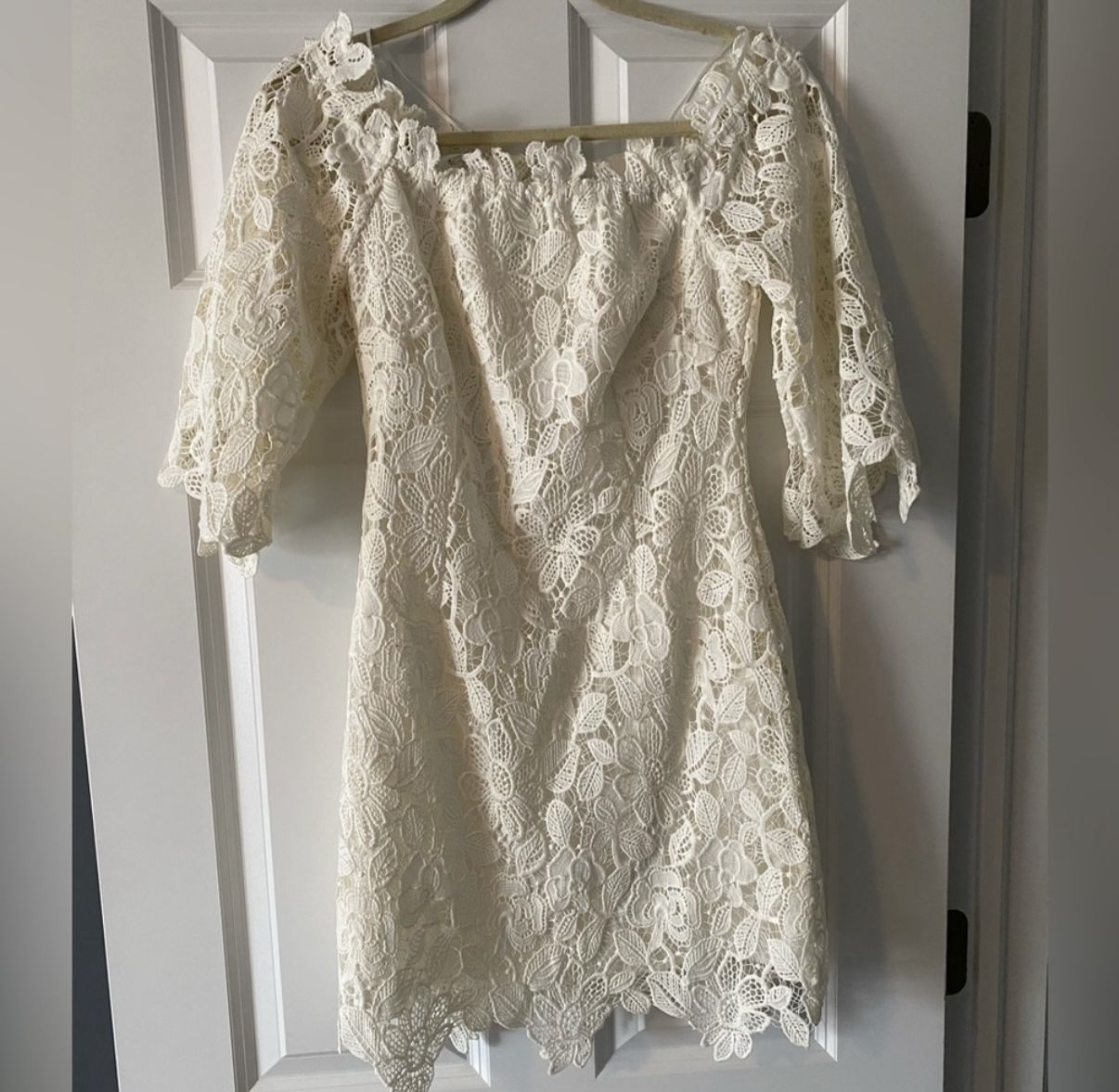 White Off Shoulder Lace Dress