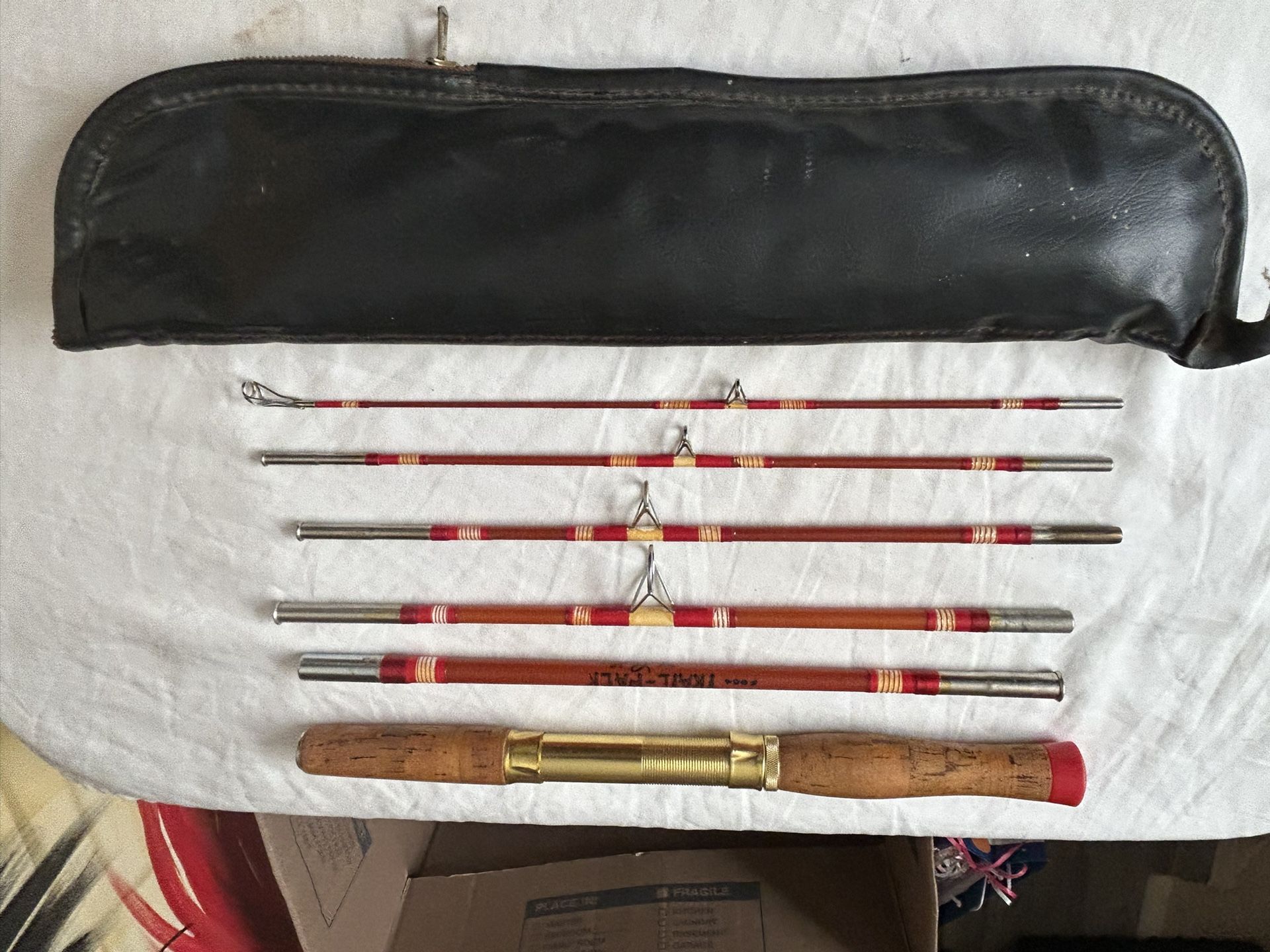 Vintage Trail Pack 6 Piece Fishing Pole By Long Fellow 61/2 Feet Long