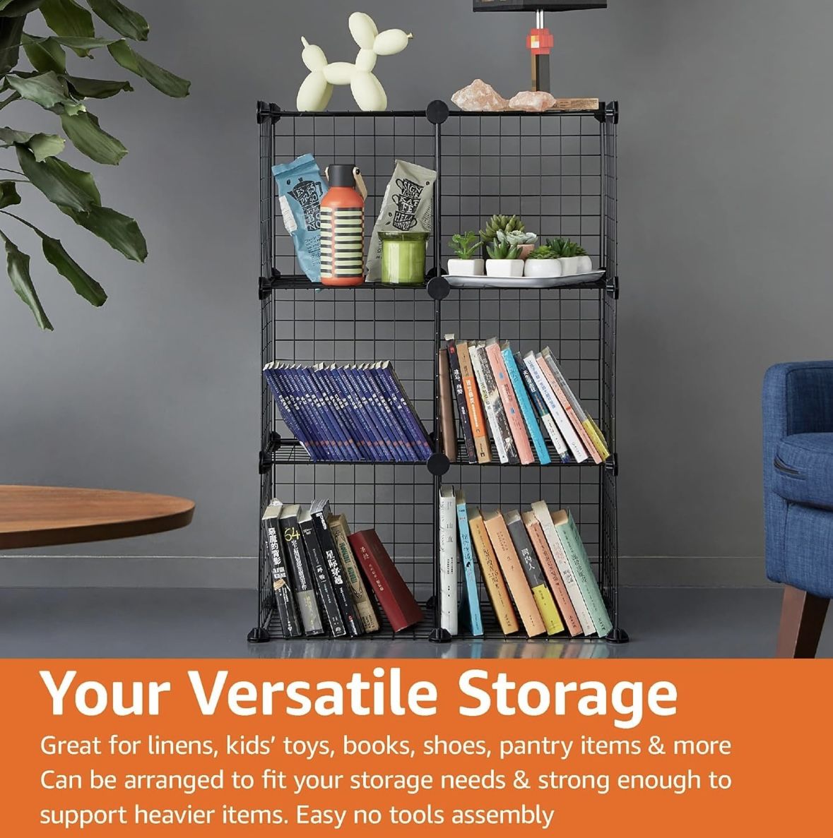 Cube Wire Grid Stackable Storage Shelves