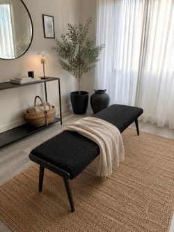 CB2 Baja Black Bouclé Bench
