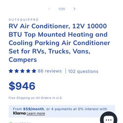 OutEquipPro 12v Roof Air Condition