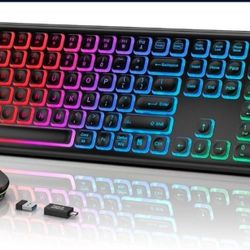 SABLUTE Wireless Keyboard and Mouse Backlit, Quiet Light Up Keys