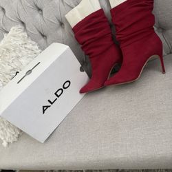 ALDO Suede Women’s Slouched Boot Heels - Red