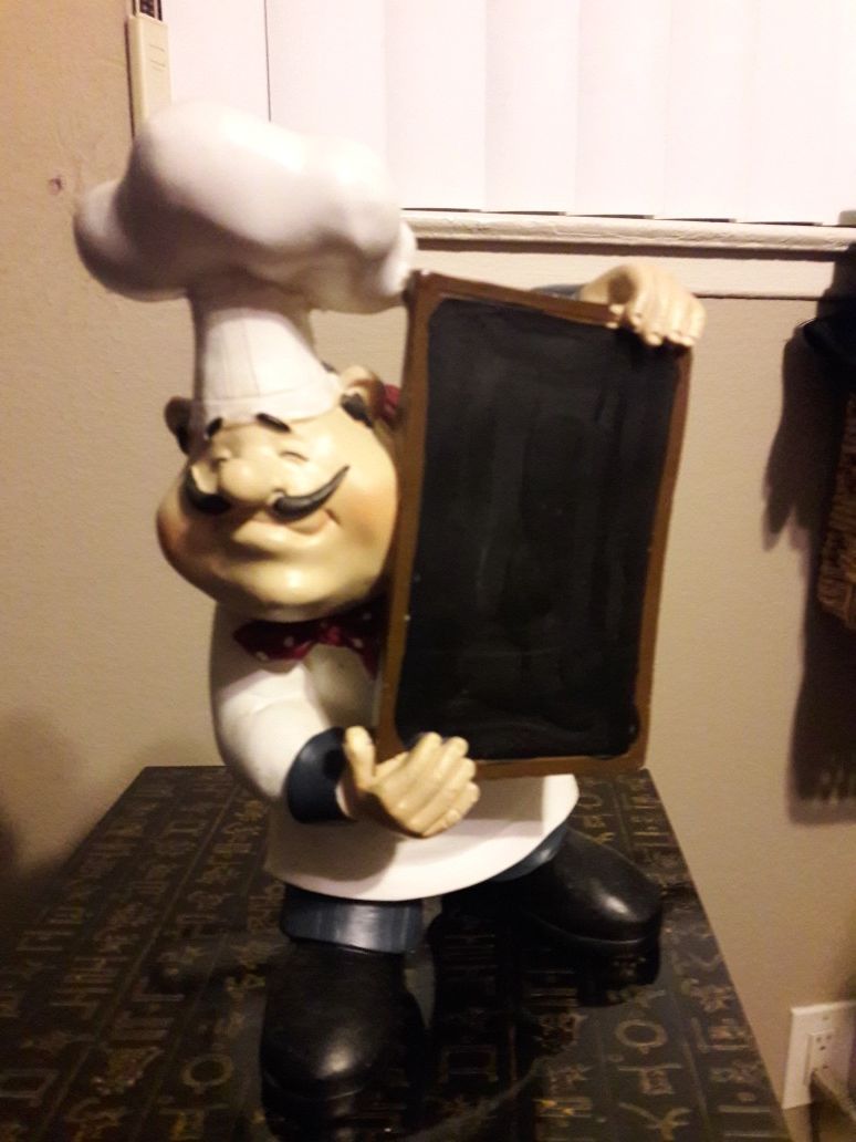 VINTAGE FAT BISTRO ITALIAN CHEF W/BLACKBOARD MENU BOARD BY GEORGE C CHIN IMPORTS