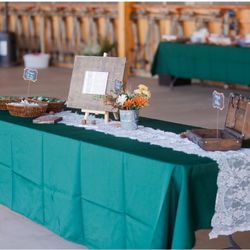 Wedding Decor Emerald Green And Lace & Tans 