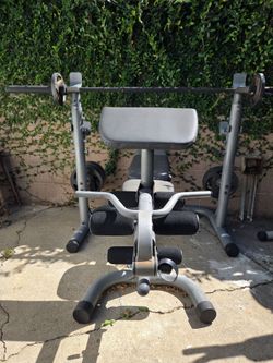 Work out bench with squat rack