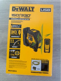 Dewalt 330 ft. Green Self-Leveling Cross-Line Laser Level with USB C Charging Cable, Mounting Plate…