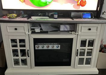 White Electric Fireplace Console