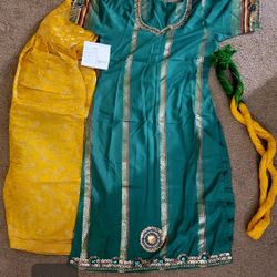 #4 Yellow And Green Indian Dress With Sequences $39 (Price Is Negotiable)