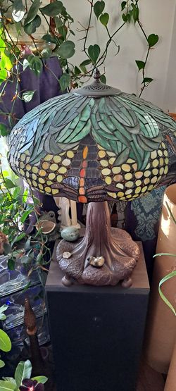 Pineapple Dragonfly Tiffany Style Stained Glass Lamp