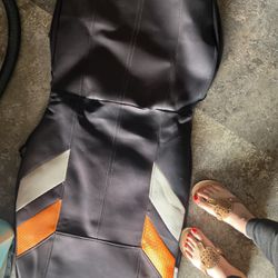 2 Black Seat Cover With A Little Gray And Orange