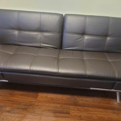 Brown Leather Futon 