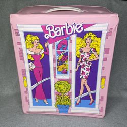 Vintage Barbie 1988 Pink Double Wardrobe Boutique Vinyl Fashion Carry Case Trunk