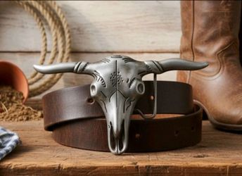 Bull skull Longhorn Texas Rodeo Cowboy Western steer Belt Buckle i ship also