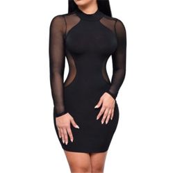 Black Knit backless Mini Dress