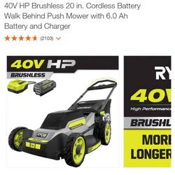 40V HP Brushless 20 in. Cordless Battery Walk Behind Push Mower with 6.0 Ah Battery and Charger