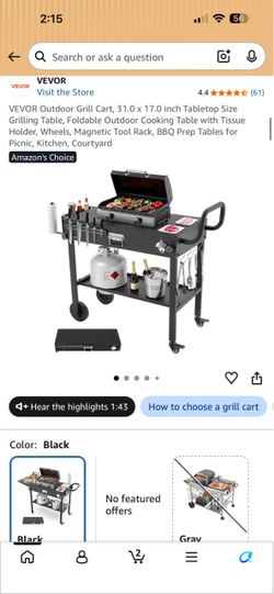 Outdoor Grill Cart with Wheels ( CART ONLY)