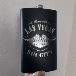 Vegas Sin City Flask Matte Black New 