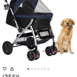 HPZ Pet Rover XL Extra-Long Premium Heavy Duty Dog/Cat/Pet Stroller Travel Carriage with Convertible Compartment/Zipperless Entry/Pump-Free Rubber Tir