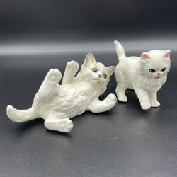 1 Vtg Lefton & 1 Vtg Napcoware White Persian Cat Kitten Porcelain Figurine