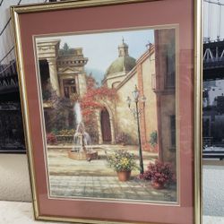 Framed Limited Edition Lithograph "Courtyard Gardens" By Jack Terry Professionally Framed & Double Matted By Michaels! (30×23.5)