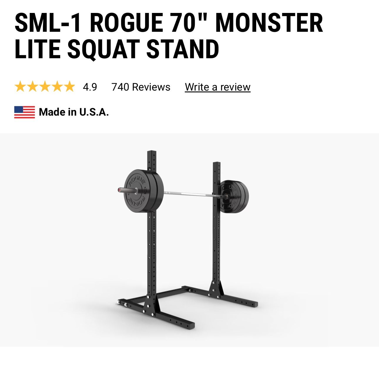 Rogue squat rack, bar and weights