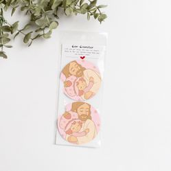 Jesus Strawberry Shortcake Car Coasters Set Of 2