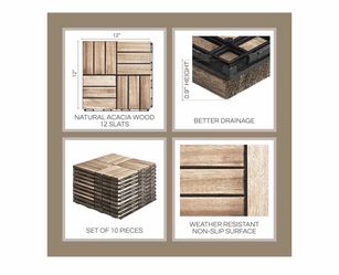 Acacia Wood Deck Tiles Set of 10