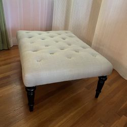 Ottoman -  Coffee Table  - Bench  Tufted Grey Fabric 