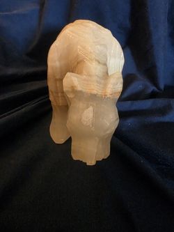 Carved Onyx Polar Bear, Walking, ~9-10 in