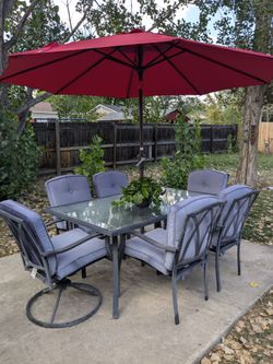 Large Outdoor Patio Set w/ 6 Chairs