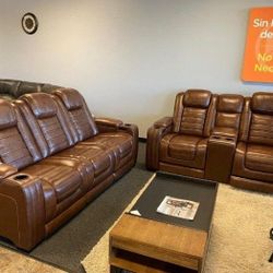 Deliver & Finance Available 👍🏼New Backtrack Brown Power Reclining Sofa & Loveseat /Living Room Set #Couch 